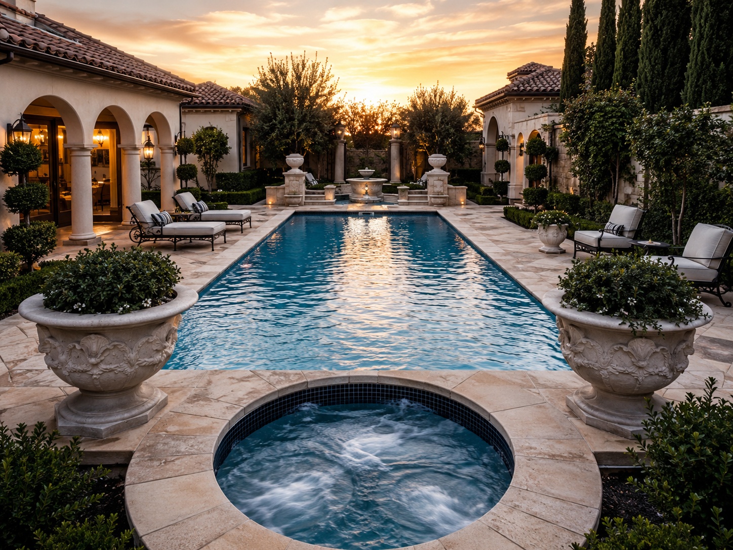 Luxury Spy Designs Mediterranean pool courtyard
